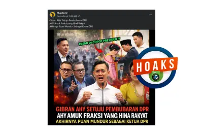 Hoaks Viral: Gibran dan AHY Setujui Bubarkan DPR, Puan Maharani Dicopot