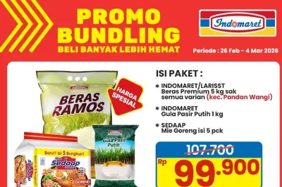 Promo Indomaret 27 Februari: Paket Beras dan Gula Mulai Rp99 Ribuan