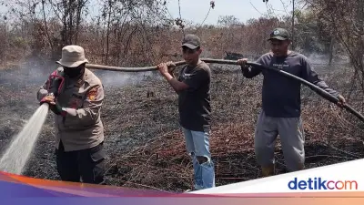Kebakaran Lahan Gambut Melanda Dua Desa di Bengkalis, Polisi Berjibaku Padamkan Api