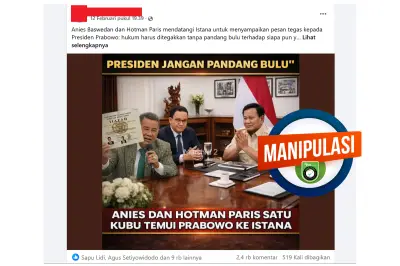 Narasi Media Sosial Klaim Anies dan Hotman Temui Prabowo Bahas Ijazah Palsu