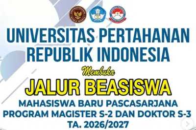 Pendaftaran Beasiswa S2 dan S3 Universitas Pertahanan 2026 Dibuka 1 April