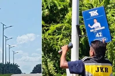 Politisi Malaysia Diperintahkan Copot Papan Nama Bergambar di Tiang Lampu Surya