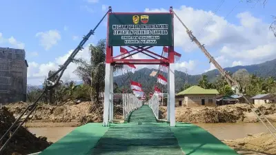 Satgas Kodam I Bukit Barisan Rampungkan Jembatan Perintis Garuda di Tukka Sumut