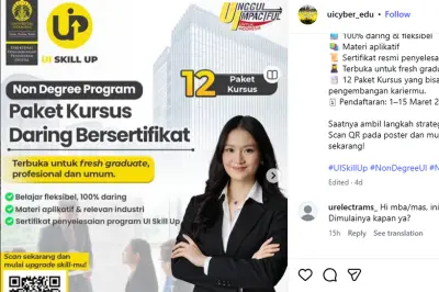 UI Perpanjang Pendaftaran Program Non-Gelar, Tersedia 12 Kelas Unggulan
