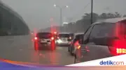 Tol Jagorawi Arah Jakarta Macet Parah Akibat Banjir di KM 12 Cibubur