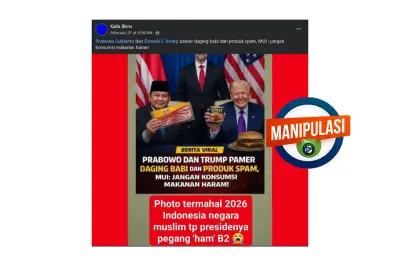 Hoaks Prabowo-TRump Pamer Daging Babi Beredar, BPJPH Beri Klarifikasi