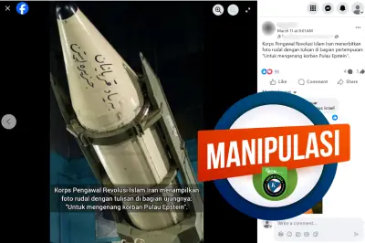 Hoaks Rudal Iran Bertuliskan Memorial Korban Jeffrey Epstein Beredar di Media Sosial