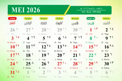 Kalender Mei 2026: Tiga Periode Long Weekend dengan Enam Hari Libur