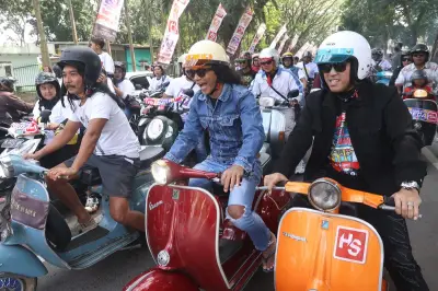 Slank Gelar Sunmori Road to Hey Slank Malang, Ratusan Vespa Banjiri Kota
