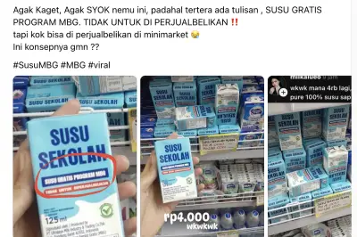 Susu Program Makan Bergizi Gratis Diduga Dijual di Minimarket, Viral di Media Sosial