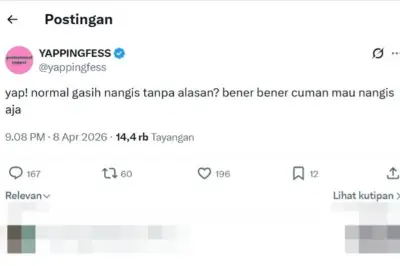 Viral di Media Sosial X: Pertanyaan 'Normal Nggak Sih Nangis Tanpa Alasan?'