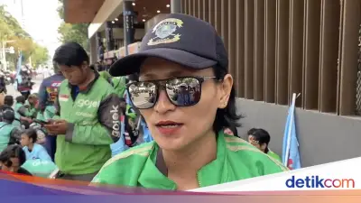 Driver Ojol Wanita Curhat Potongan Aplikator Capai 40 Persen di Aksi May Day