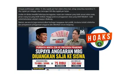 Hoaks! Narasi Makan Bergizi Gratis Diganti Bantuan Tunai Rp 300.000
