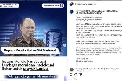Tolak Kampus Jadi Dapur MBG, Presma BEM IPB ke Ketua BGN: Jangan Terlalu