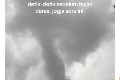 Video Pusaran Angin Viral di Langit Yogyakarta Sebelum Hujan Deras