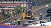 Kecelakaan Tunggal Truk Boks di Tol Wiyoto Wiyono, Lalin Macet Parah