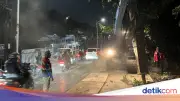 Perbaikan Jalan Amblas Lenteng Agung Dikebut, Lajur Kanan Dibongkar