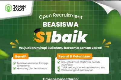Beasiswa S1baik 2026 Masih Buka Pendaftaran hingga 15 Juni