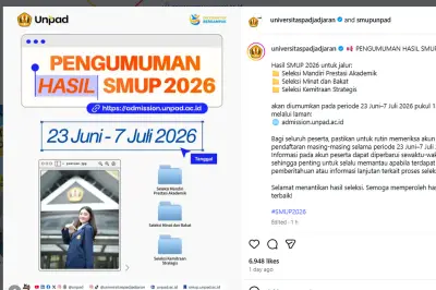 Hasil SMUP Unpad 2026 Diumumkan, Cek Pengumuman di Sini
