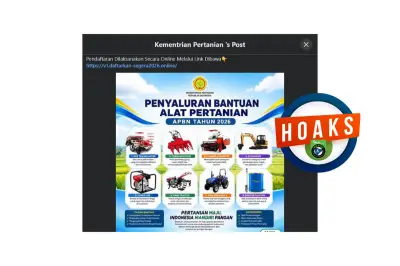 Hoaks Bantuan Alat Pertanian dari Kementan, Waspada Phishing