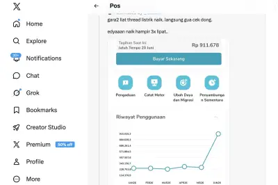 Tagihan Listrik PLN Melonjak Hingga 3 Kali Lipat, Warganet Keluh