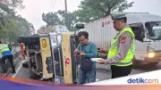 Mobil Boks Terguling di Daan Mogot Imbau Pengendara Hati-hati