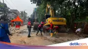 Perbaikan Jalan Ambles Lenteng Agung, Lalin Arah Depok Ditutup