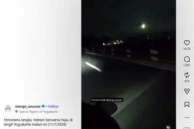 Fenomena Meteor Hijau Terlihat di Langit Yogyakarta, Viral di Media Sosial