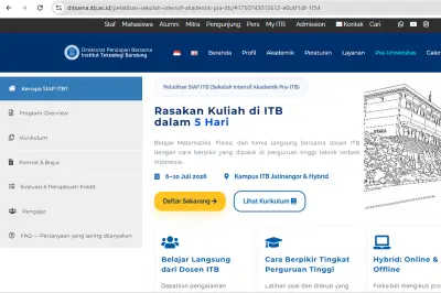 ITB Buka Program SIAP ITB 2026: Curi Start Kuliah, Bisa Dikonversi 1 SKS