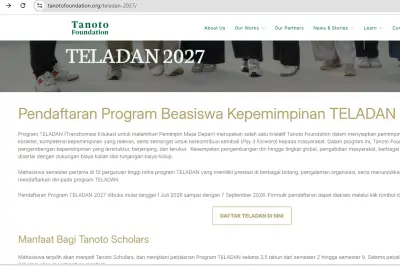 Tanoto Foundation Buka Beasiswa Teladan 2027 untuk Mahasiswa Baru