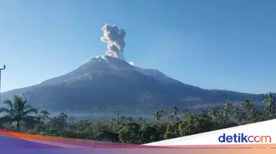 Gunung Lewotobi Laki-laki Erupsi 2 Kali, Abu Vulkanik 800 Meter